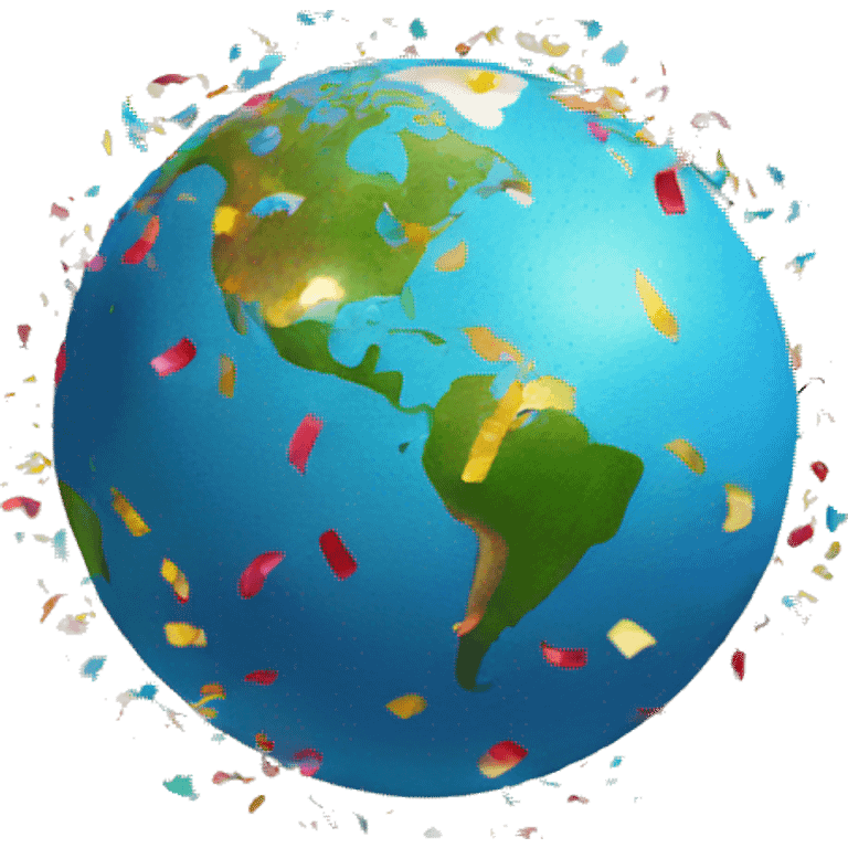 earth with confetti emoji