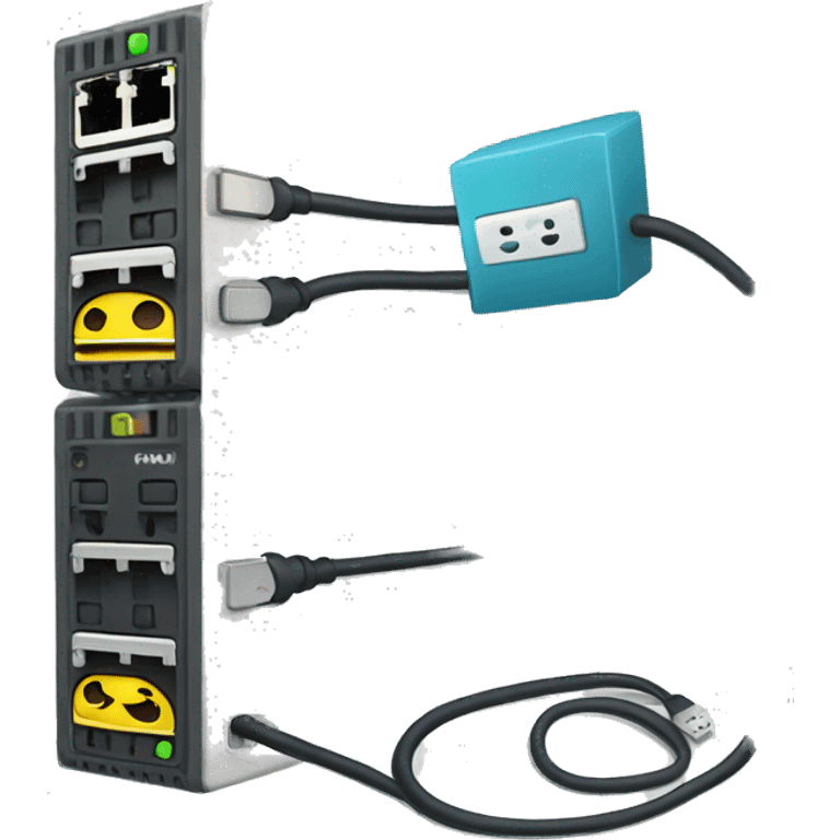 Network Switch connected to a router via ethernet cable emoji