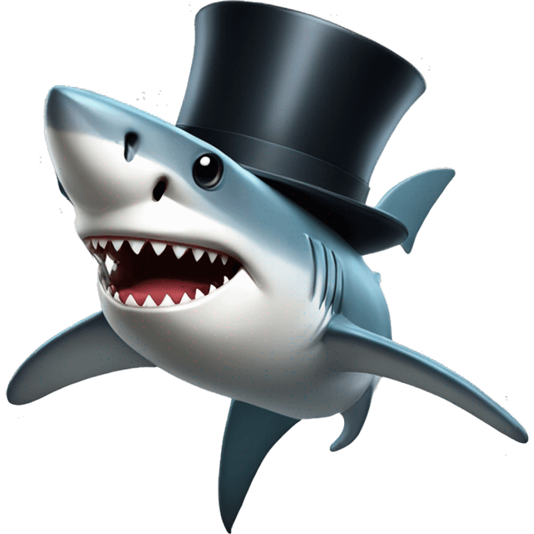 Shark with a top hat emoji