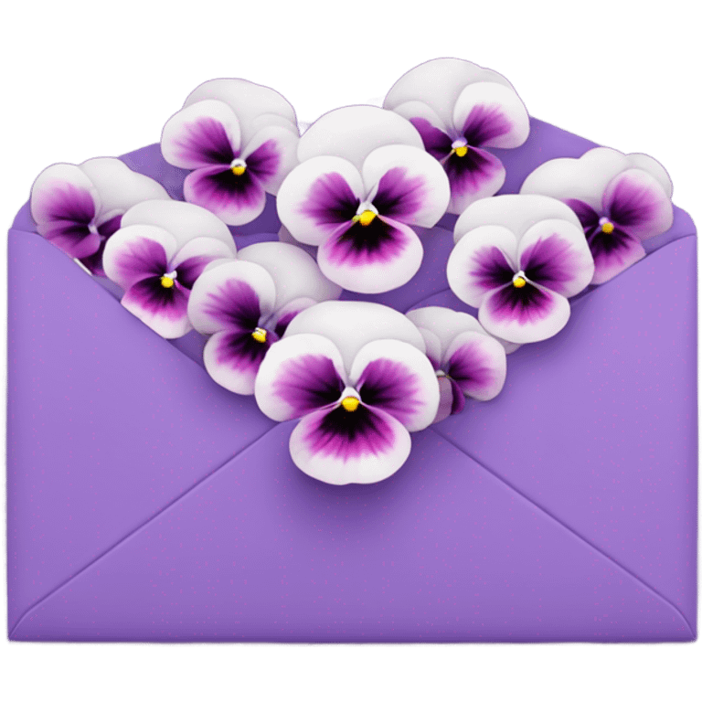 pink pansies placed in a purple aesthetic envelope  emoji