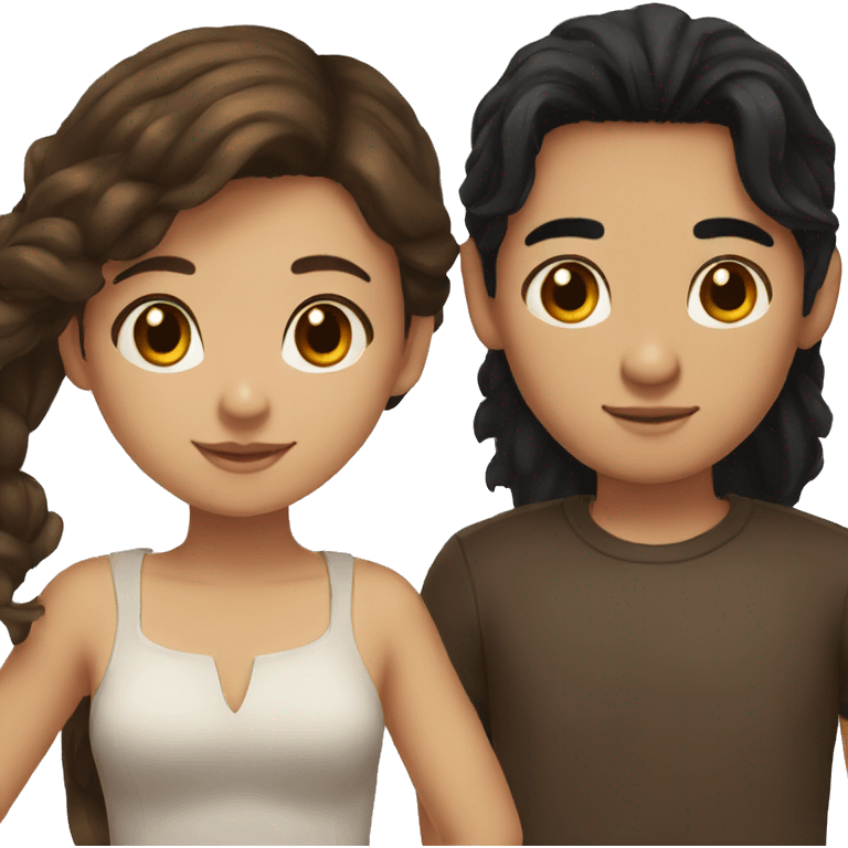 brunette girl brown eyes and mexican boy with black hair emoji