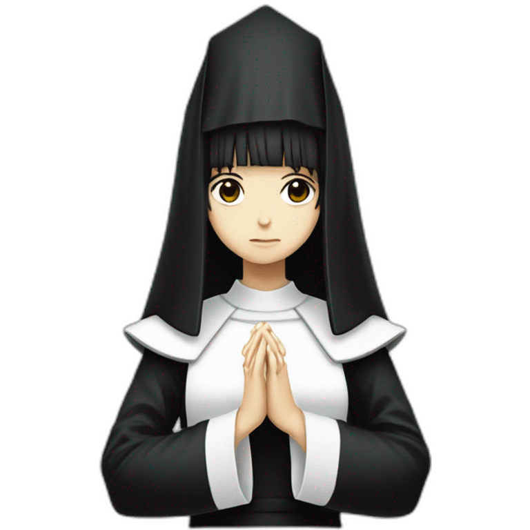 Misa Amane from death note dressed as a nun and praying half turn emoji