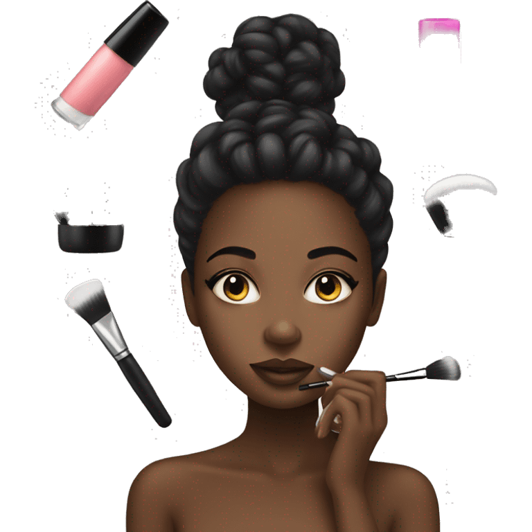 Black girl doing makeup  emoji