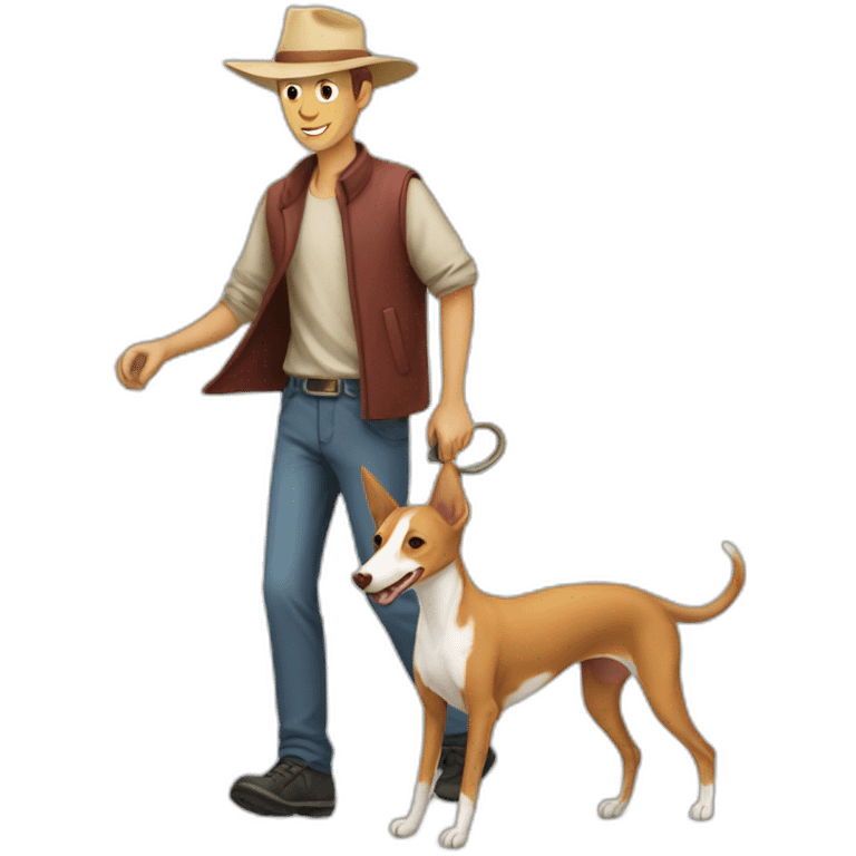 Hombre paseando podenco emoji