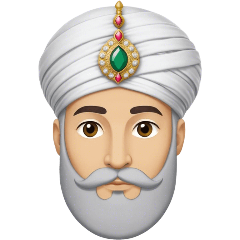 ​Cinematic Realistic Portrait of Suleiman the Magnificent, depicted as a regal Ottoman sultan adorned with a large, white, round, tall turban and a majestic grey beard, his commanding gaze bathed in warm, historic lighting that exudes timeless authority and grandeur, emoji