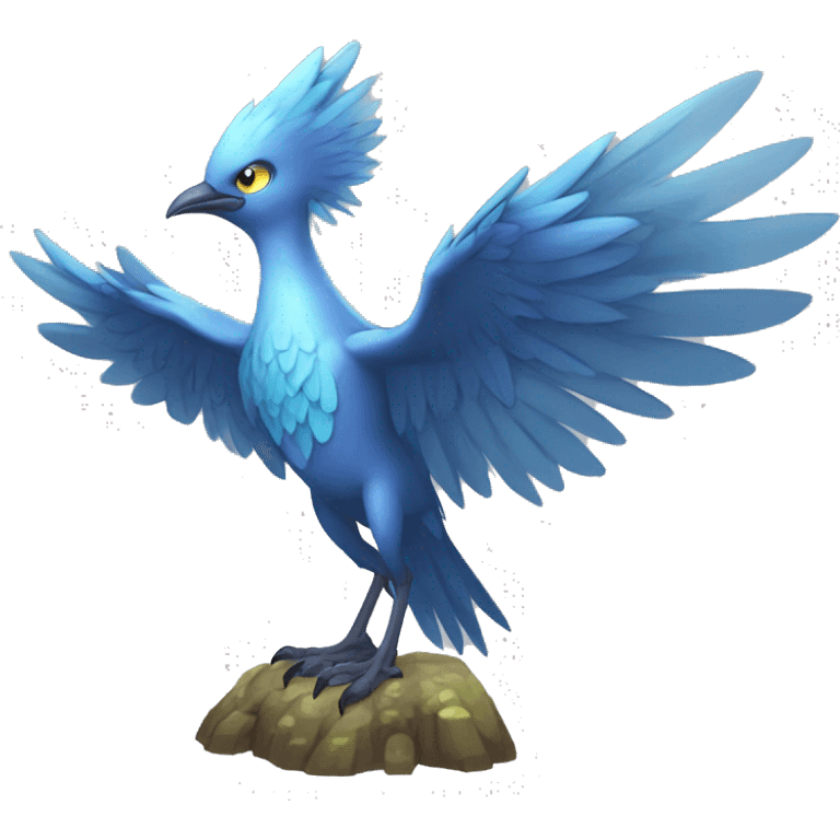 Edgy Fantasy legendary blue bird water-type-Hydro-Phoenix-avian Fakemon full body emoji