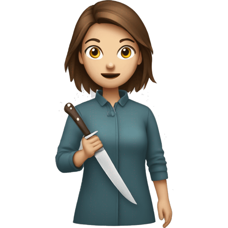 brown hair girl holding knife emoji emoji