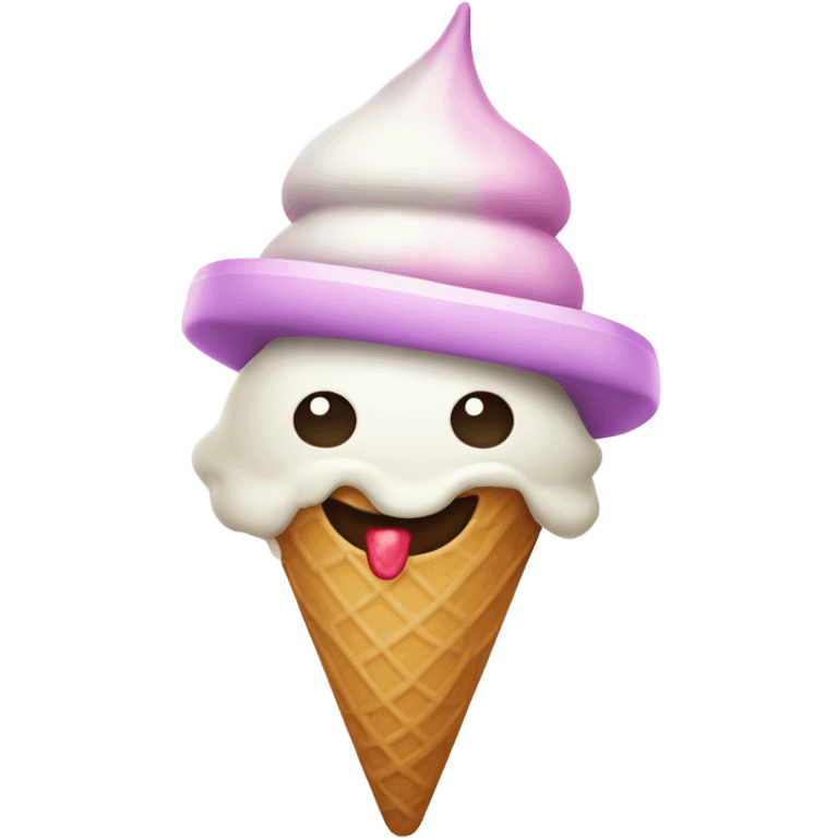 Ice cream with hat emoji