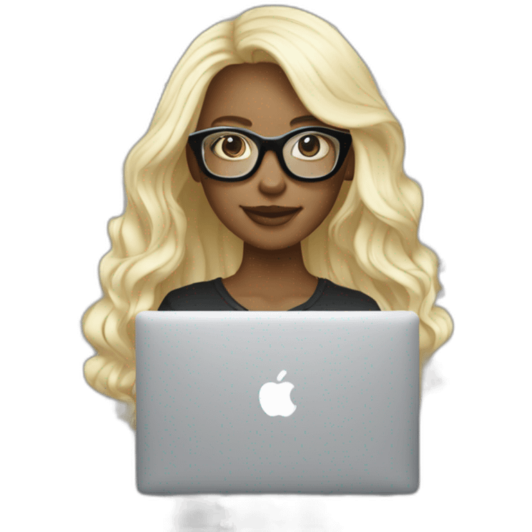 platinum-blonde-girl-in-trasparent-colour-glasses-using-macbook emoji