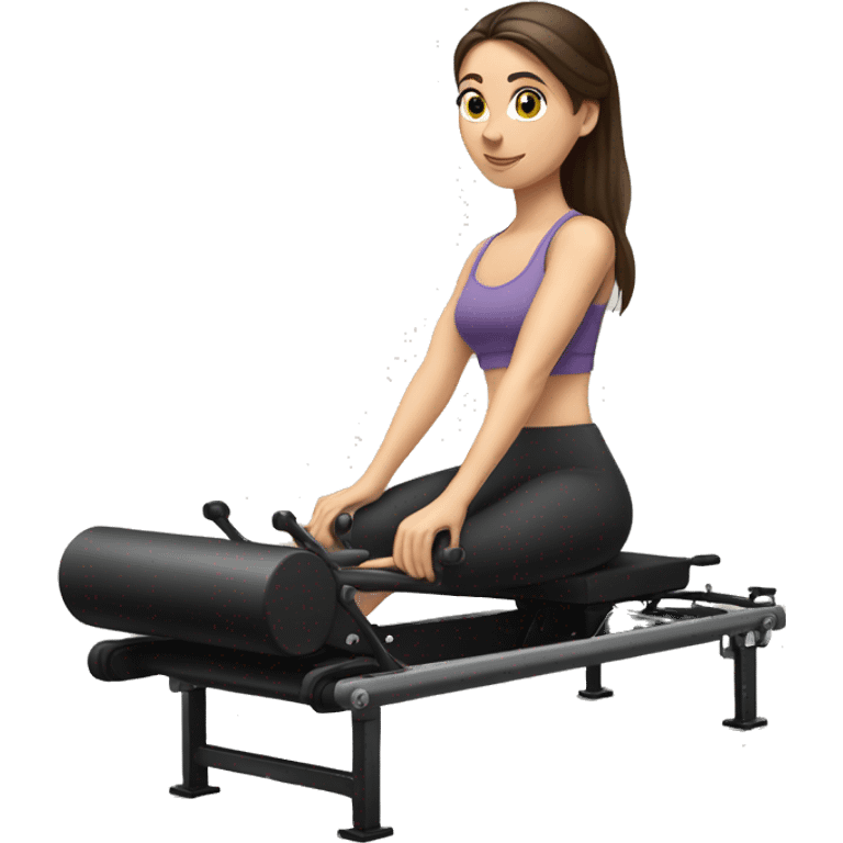 brunette girl on pilates reformer emoji