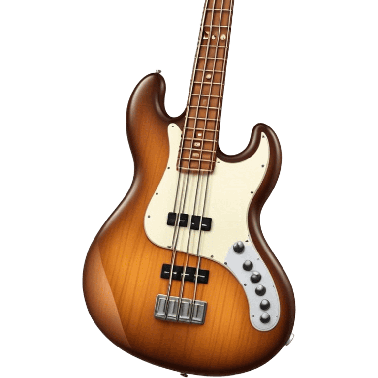 Cinematic Realistic Bass, deep polished wood with rich grain, thick taut strings stretching across its curved body, subtle warm lighting emphasizing its form, glowing with depth and powerful musical resonance. emoji