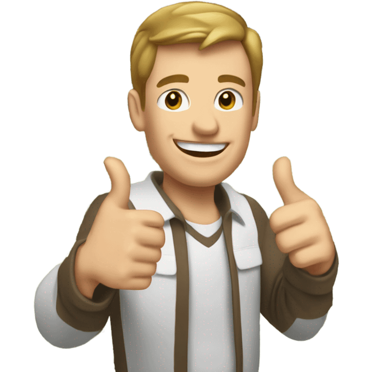 Happy white guy with brown short hair with a thumbs up and cash around  emoji