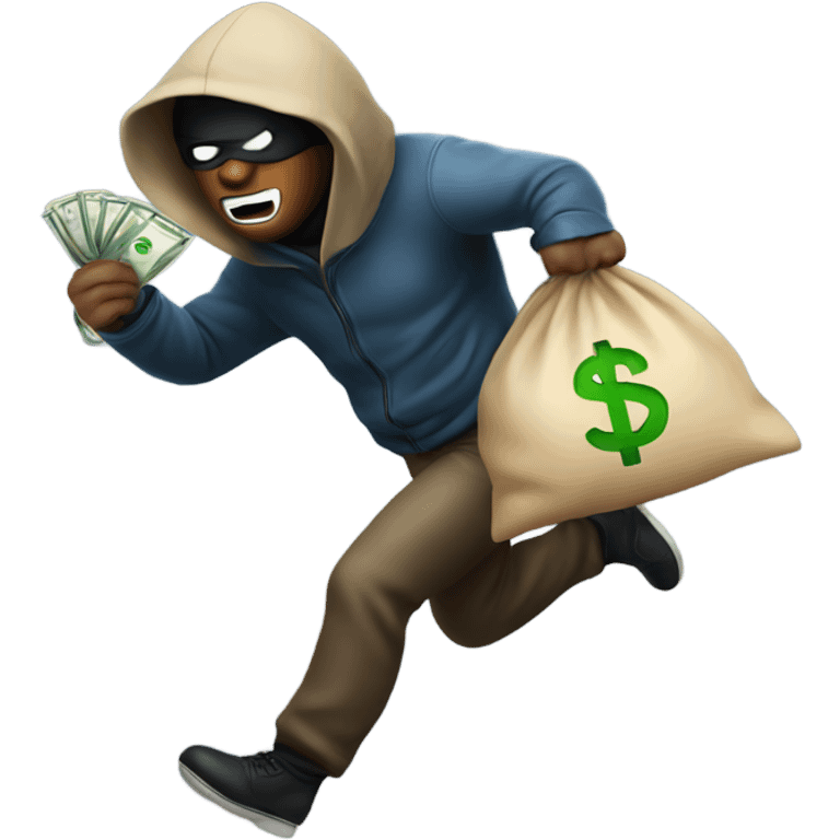 robber with money bag running emoji