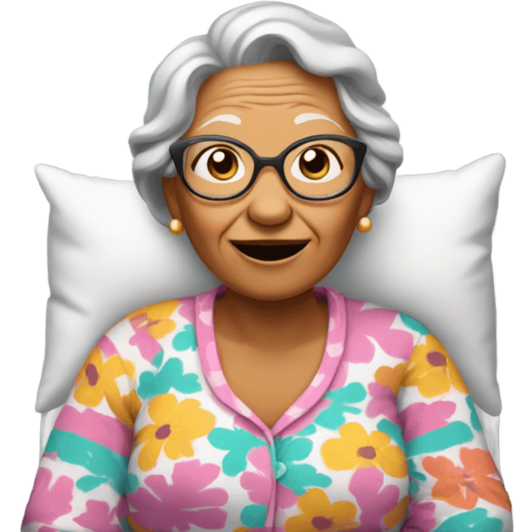 Grandma in pajamas in bed emoji