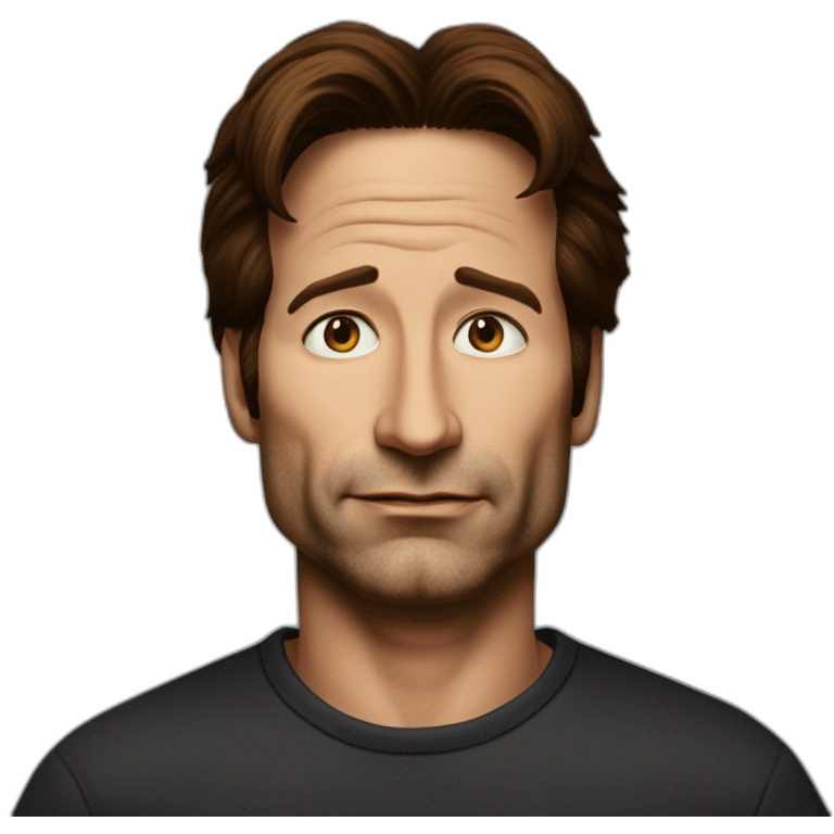 david duchovny with cross-eyed hyperrealistic emoji