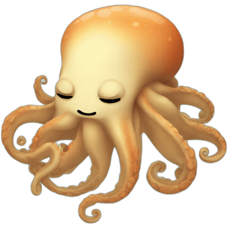 a cute kraken with closed eyes relaxing emoji