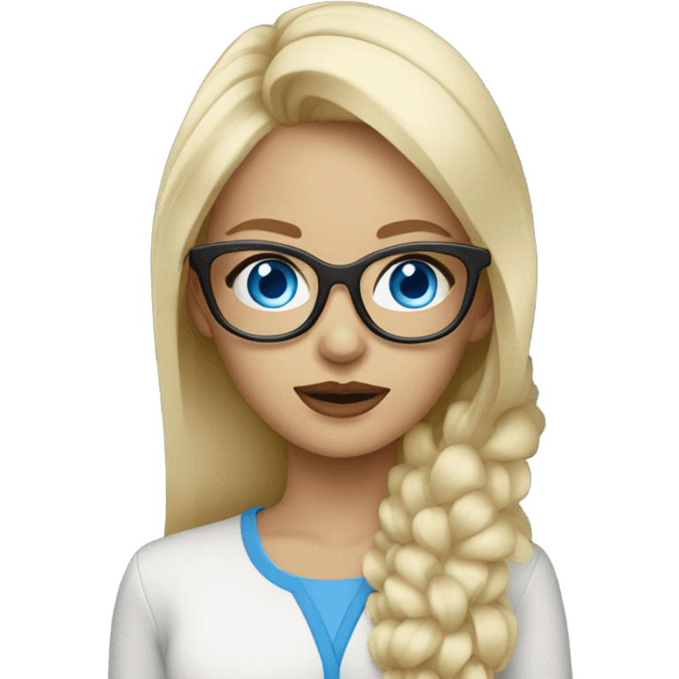 Designer blonde girl with white glasses blue eyes  emoji