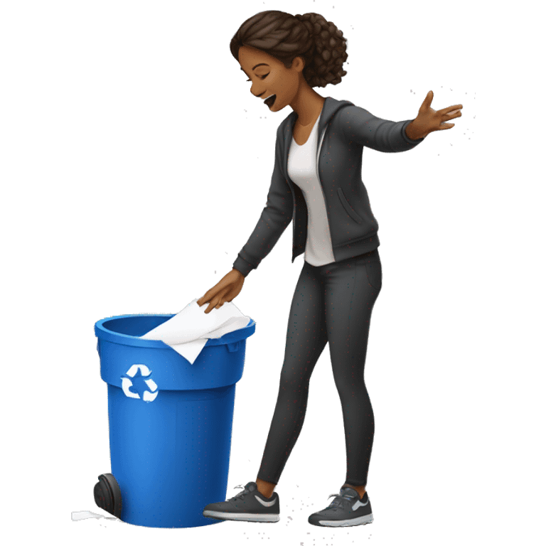 Women throwing paper in garbage can like throwing basketball  emoji