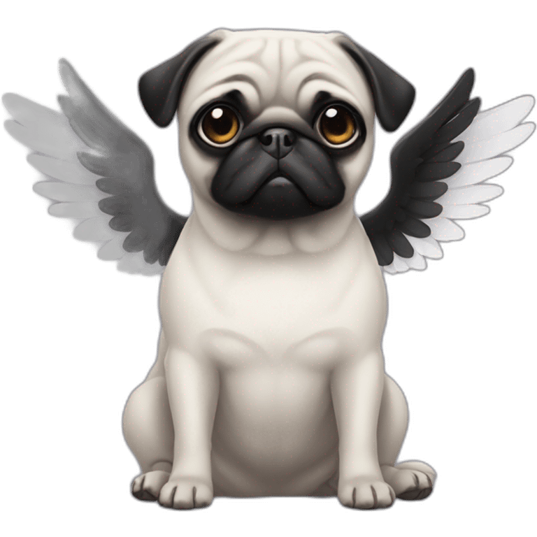 Black pug with angel wings emoji