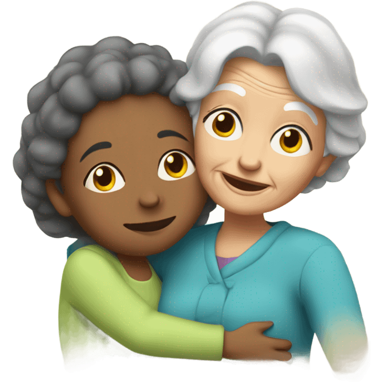 Grandma huggings with a girl emoji