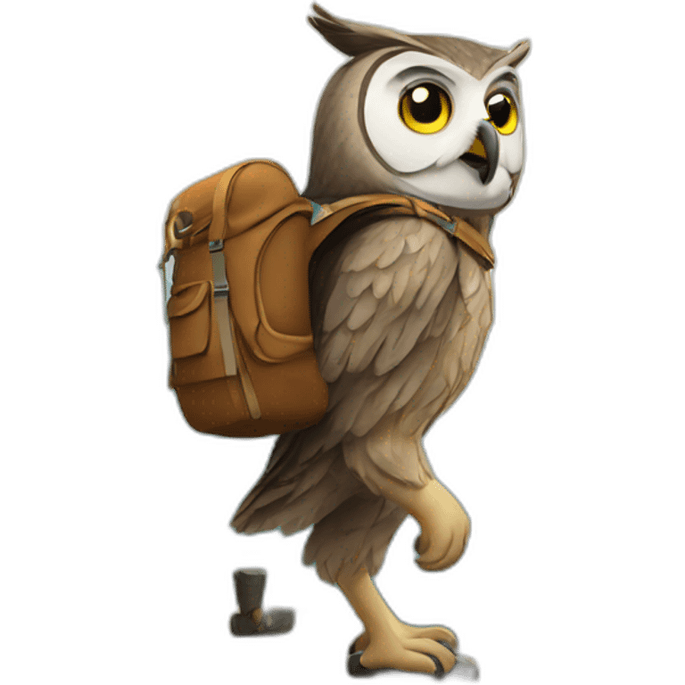 A owl hiking emoji