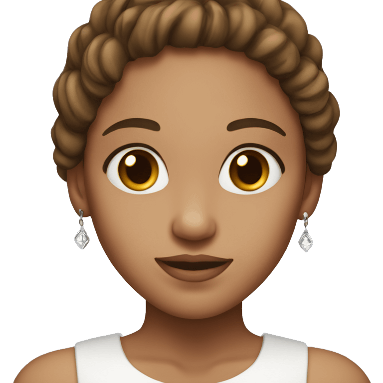 Girl white skin brown hair brown eyes wearing earrings emoji