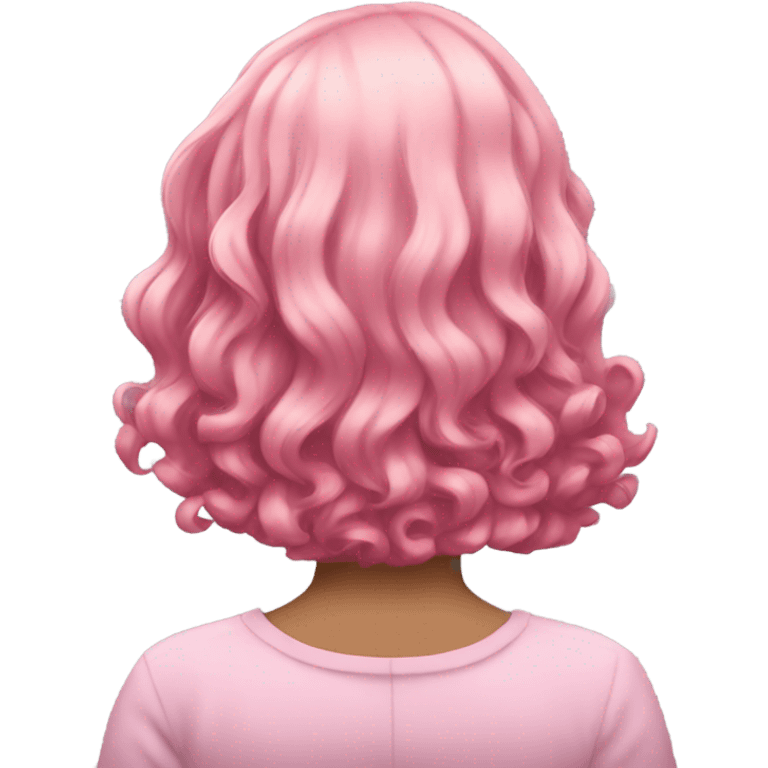 cyberpunk Pink wavy medium hair rear view emoji