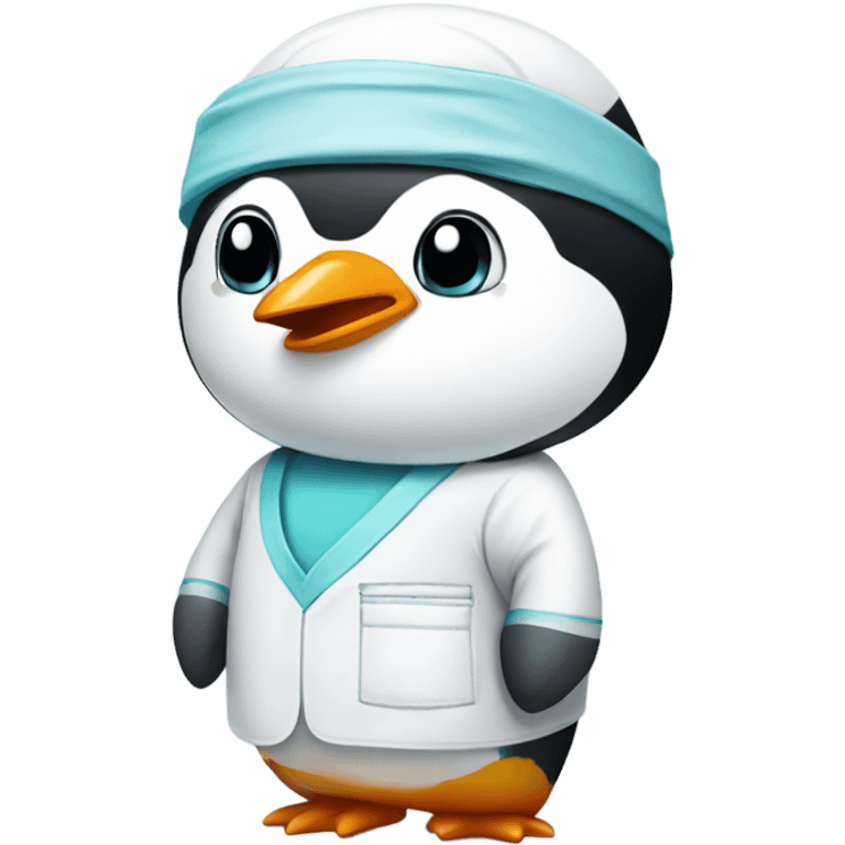 Penguin wearing surgical scrubs emoji