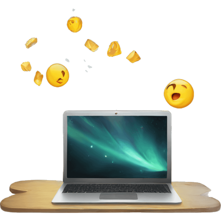 laptop and magic emoji