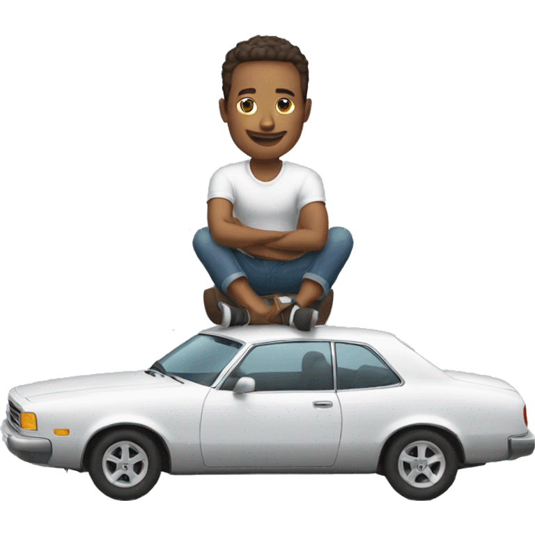 man sitting on top of car emoji