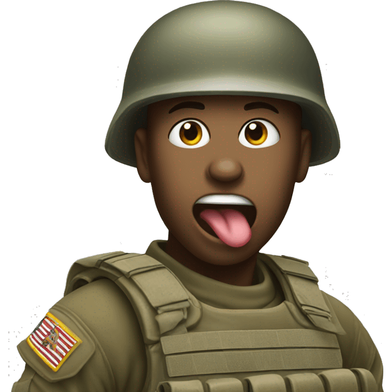 soldier shows his tongue emoji