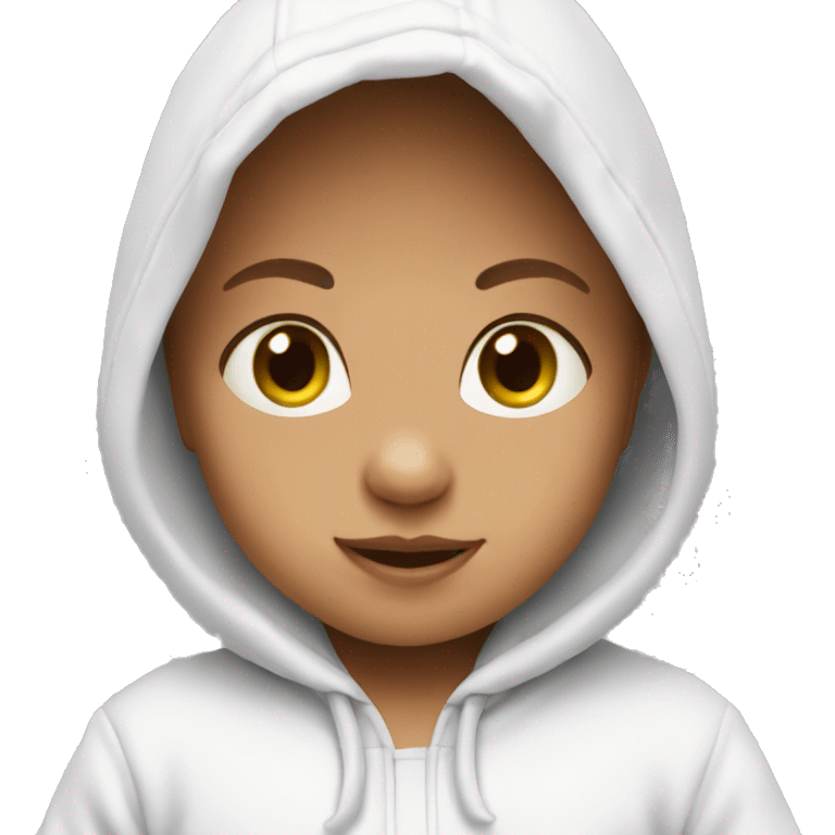 Baby wearing a white hoodie  emoji