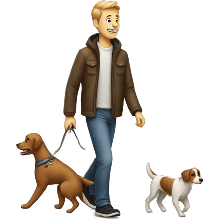 Guy walking a weenier dog emoji