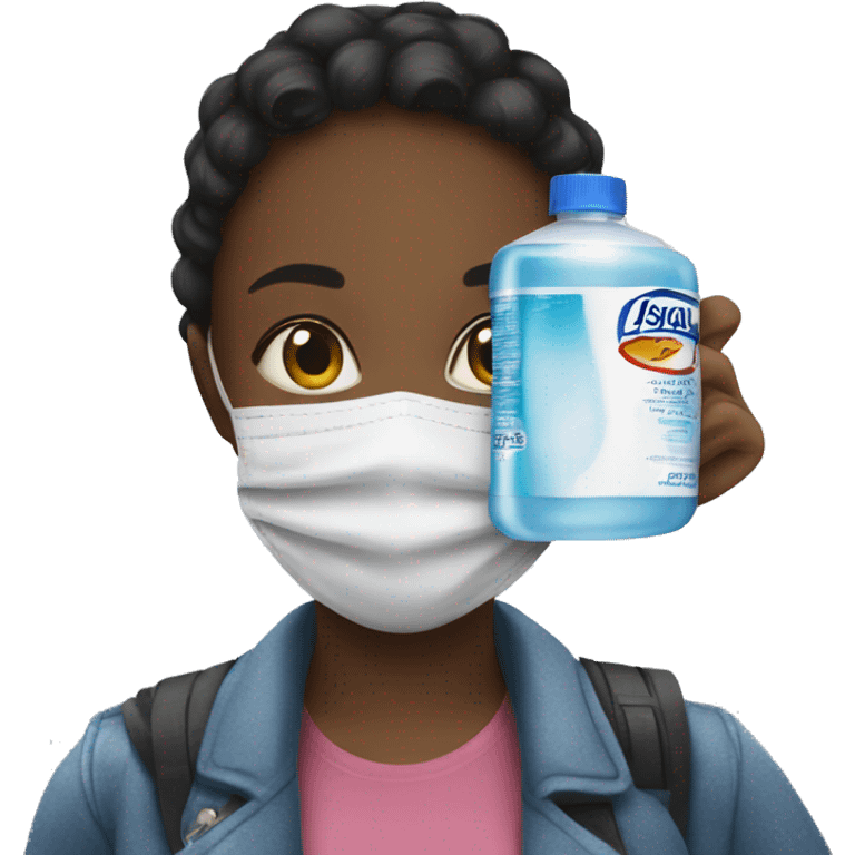 girl with a mask and lysol emoji