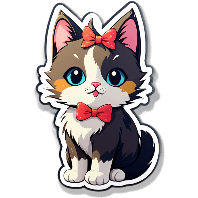 Cat wearing a cute ￼bow emoji