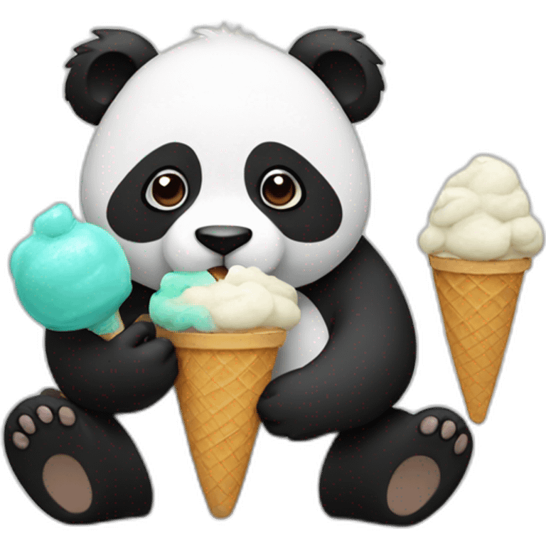 Panda eating ice cream emoji