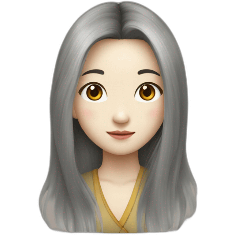 long hair chinese with glass emoji