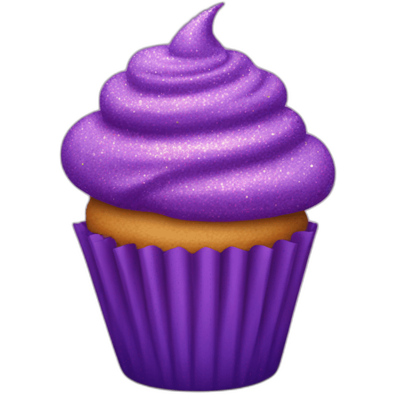 Happy purple glittery cupcake  emoji