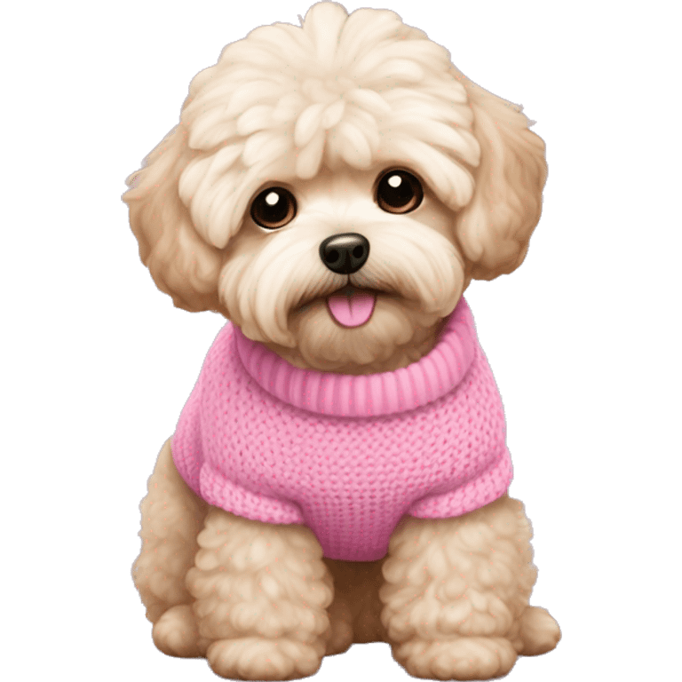 Maltipoo wearing a pink sweater  emoji