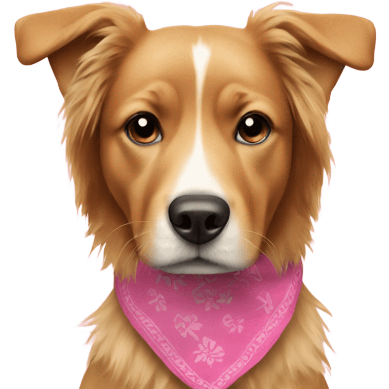 dog enjoying grass outdoors with pink bandana emoji