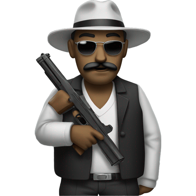 Gangster with a mustache and a gun emoji