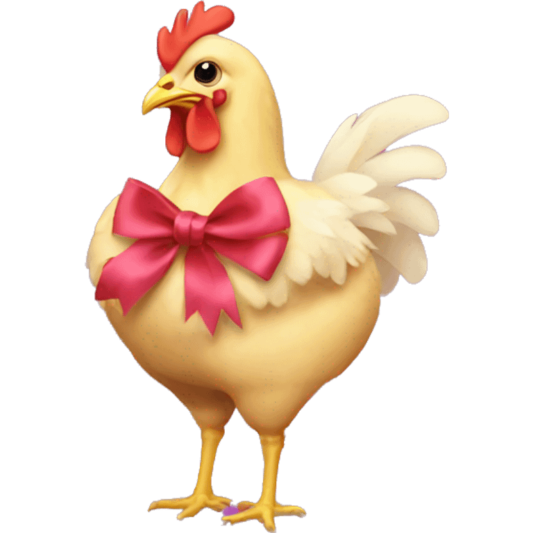 Chicken with a coquette bow  emoji