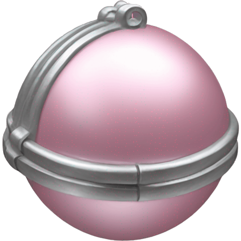 Realistic pastel pink And silver metallic globe sleigh bell. emoji