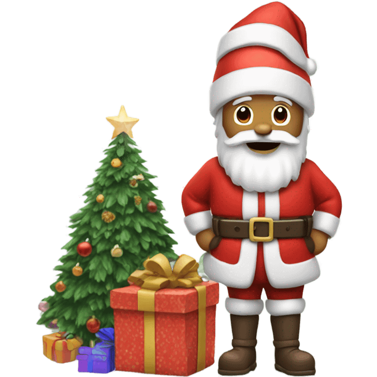 Santa Claus near the Christmas tree emoji