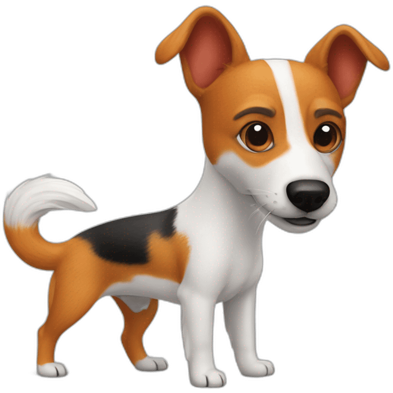 Jack Russel terrier wits a fox tail in mouth emoji