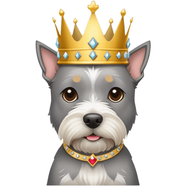 Grey american terrier with crown emoji