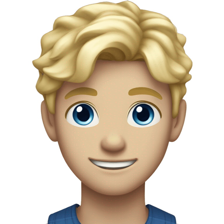 handsome farm boy  14 year old with blond hair and blue eyes emoji