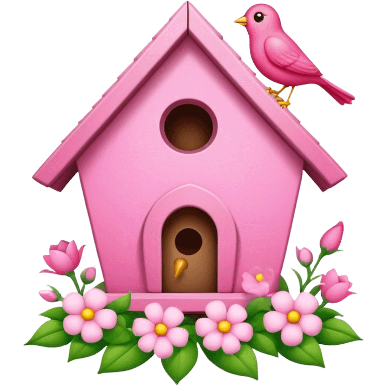 pink bird's house with flower emoji