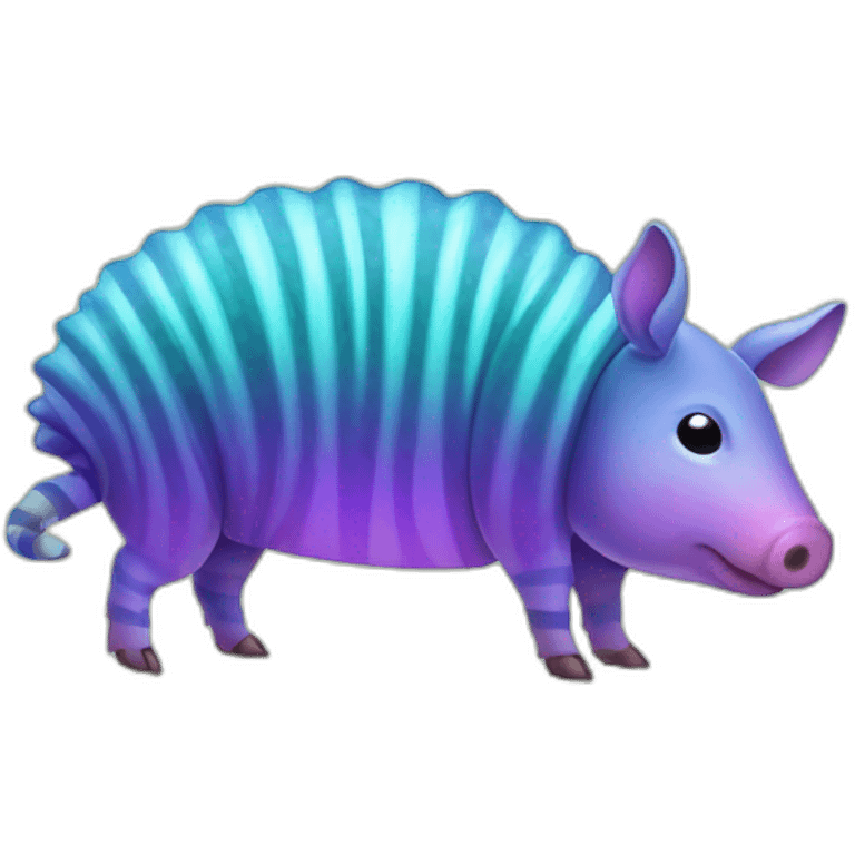 Iridescent spotted striped cyan purple gradient pig armadillo cow centipede insect with star markings star shaped spots emoji