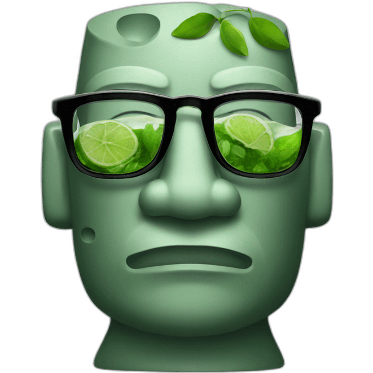 moai statue with glasses drinking mojito emoji